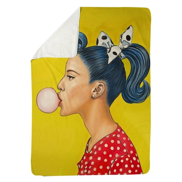 Begin Home Decor 60 x 80 in. Retro Woman with Beautiful Ponytail-Sherpa Fleece Blanket - 5545-6080-PO5