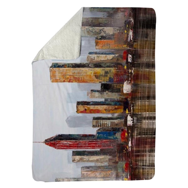 Kd Cuna 60 x 80 in. Rust Looking City-Sherpa Fleece Blanket - KD2792461
