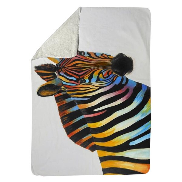 Kd Cuna 60 x 80 in. Colorful Profile View of A Zebra-Sherpa Fleece Blanket - KD2790201