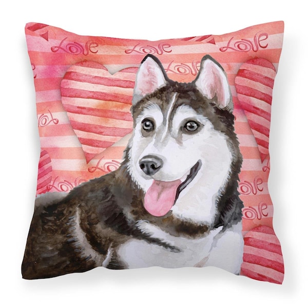 Carolines Treasures Siberian Husky No.2 Love Fabric Decorative Pillow - CA70208