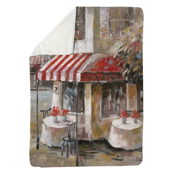 Kd Cuna 60 x 80 in. Sunny Restaurant Terrace-Sherpa Fleece Blanket - KD2786850