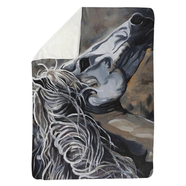 Begin Home Decor 60 x 80 in. Side of A Wild Horse-Sherpa Fleece Blanket - 5545-6080-AN322