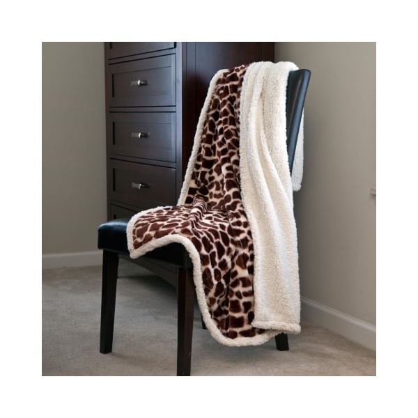 Hastings Home Hastings Home Fleece Sherpa Blanket Throw - Giraffe - 468666ZTX