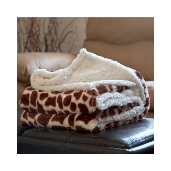 Hastings Home Hastings Home Fleece Sherpa Blanket Throw - Giraffe - 468666ZTX