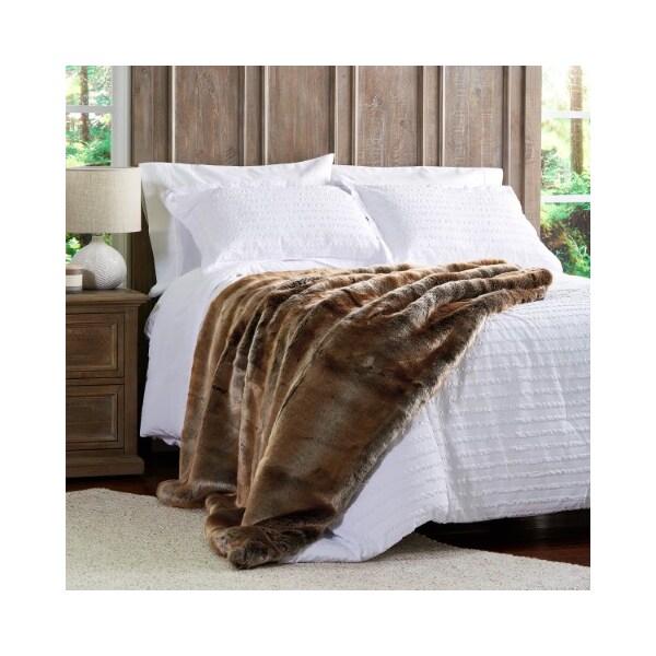 Hastings Home Faux Fur Throw Luxurious, Hypoallergenic Premium Zobel Marten Sable Blanket, Faux Mink Back 60x70" - 600285VDW