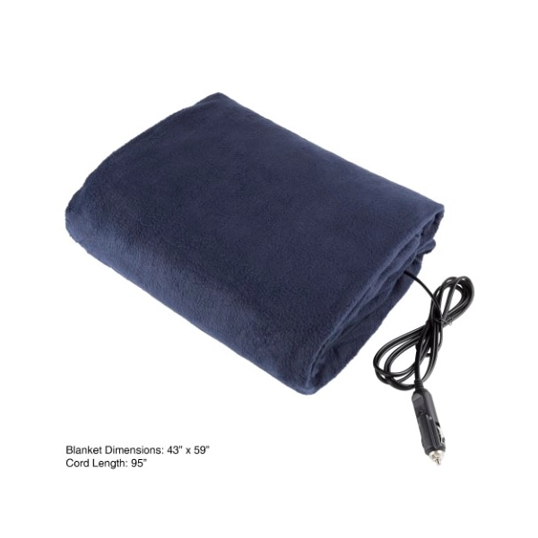 Fleming Supply Fleming Supply Heated Car Blanket, 12V Electric Fleece Travel Throw for Trucks, Emergency Kits, Navy - 575996QOV