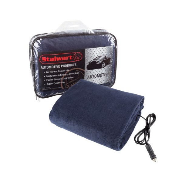 Fleming Supply Fleming Supply Heated Car Blanket, 12V Electric Fleece Travel Throw for Trucks, Emergency Kits, Navy - 575996QOV