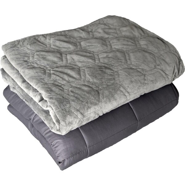 Density Comfort 60 x 80 in. 15 lbs Weighted Blanket with Duvet Cover - Gray - DCWB15-HC-WS