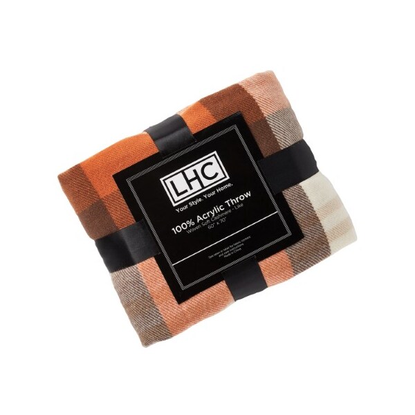 Hastings Home Soft Throw Blanket, Oversized, Fluffy, Vintage-Look an Cashmere-Like Woven Acrylic (Spice Plaid) - 676512JOZ