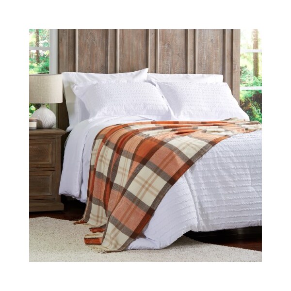 Hastings Home Soft Throw Blanket, Oversized, Fluffy, Vintage-Look an Cashmere-Like Woven Acrylic (Spice Plaid) - 676512JOZ