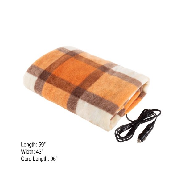 Fleming Supply Electric Car Blanket with 12-volt Polar Fleece Travel Throw for Car, Truck and RV for Cold Weather - 587306LNC