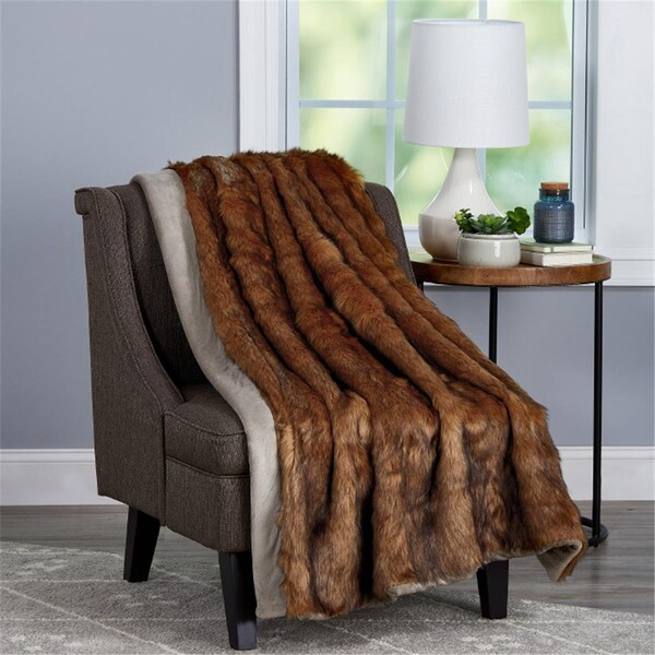 Kd Bufe Faux Fur Throw Blanket - 60 x 70 in. - Brown - KD3238839