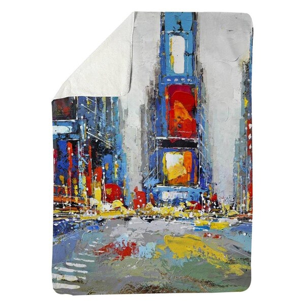 Begin Home Decor 60 x 80 in. Abstract & Colorful Buildings-Sherpa Fleece Blanket - 5545-6080-CI32