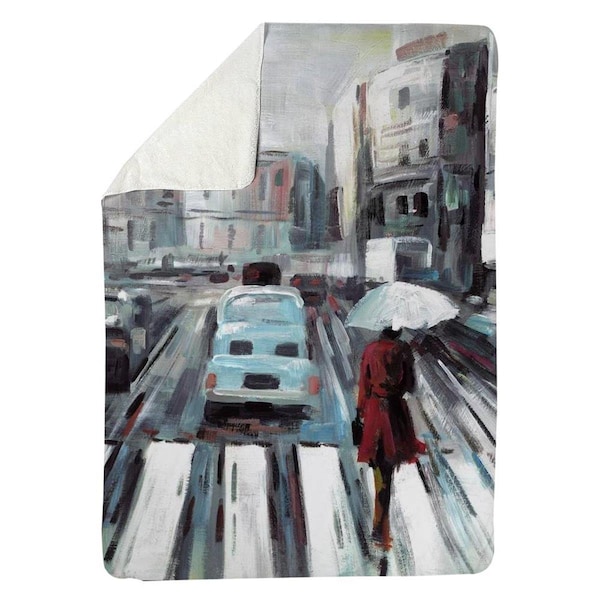 Begin Home Decor 60 x 80 in. Abstract Pedestrian Crossing-Sherpa Fleece Blanket - 5545-6080-CI12
