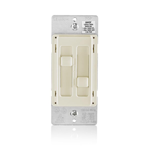 Gorgeousglow Decora Sureslide Fan & LED Dimmer Slide Switch, Light Almond - GO3325533