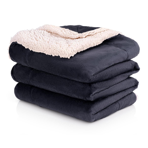 Kd Bufe 50 x 60 in. Micro Mink Sherpa Throw Blanket, Black - KD2802539