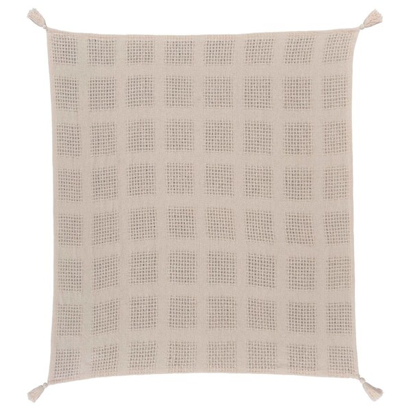 Gfancy Fixtures 0.2 x 50 x 60 in. Cream Cotton Woven Solid Color Throw Blanket - GF3713681