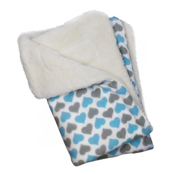 Kd Vestidor Blue & Gray Hearts Fleece & Plush Blanket - KD1819689