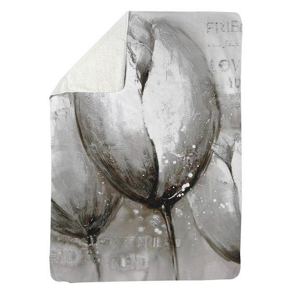 Begin Home Decor 60 x 80 in. Three White Tulips-Sherpa Fleece Blanket - 5545-6080-FL46-1