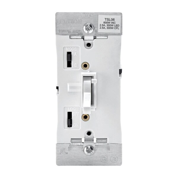 Leviton Leviton  2.5 amp 600W-120VAC Incandescent Toggle Dimmer Switch  White - 3775350