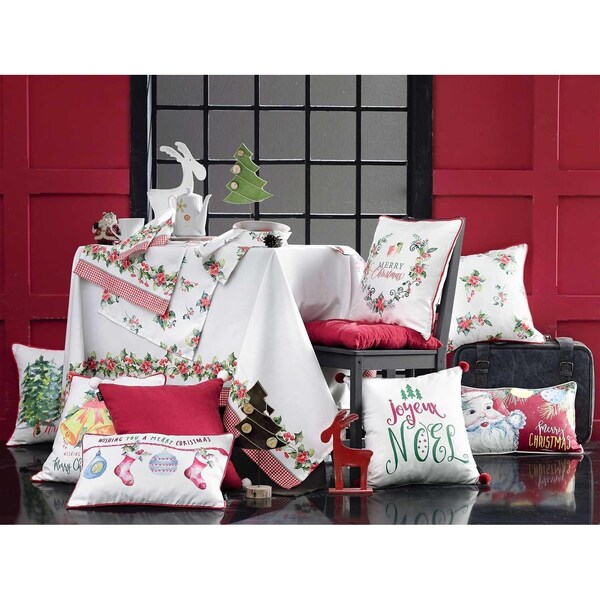 Homeroots Multi Color Merry Christmas Printed Decorative Throw Pillow Cover 18 x 18 in. - 355302