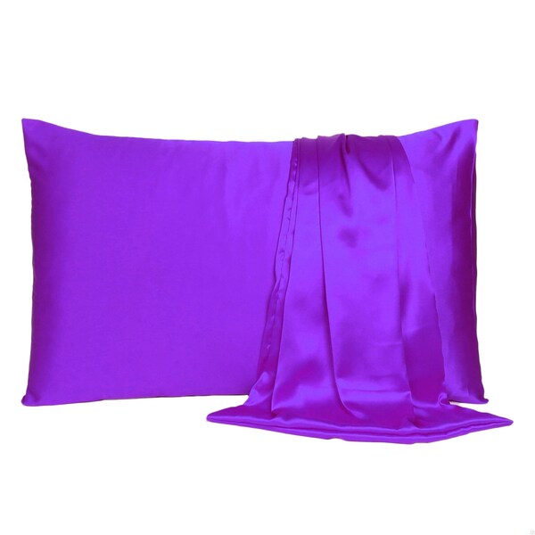 Homeroots 20 x 40 in. Bright Purple Dreamy Silky Satin King Size Pillowcases - 387850