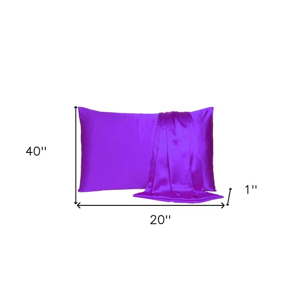 Homeroots 20 x 40 in. Bright Purple Dreamy Silky Satin King Size Pillowcases - 387850