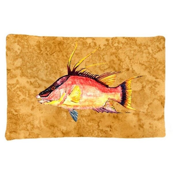 Carolines Treasures Carolines Treasures 8751PILLOWCASE Hog Snapper On Gold Fabric Standard Pillowcase - 8751PILLOWCASE