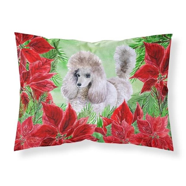 Carolines Treasures Carolines Treasures CK1313PILLOWCASE Poodle Poinsettas Fabric Standard Pillowcase - CK1313PILLOWCASE