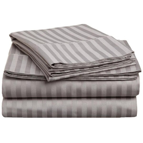 Impressions 300 California King Sheet Set- Egyptian Cotton Stripe - Grey - 300CKSH STGR