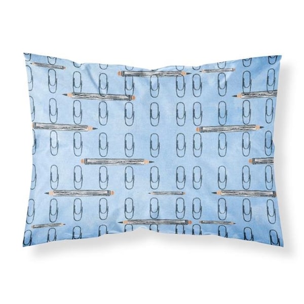 Carolines Treasures Carolines Treasures BB7540PILLOWCASE Watercolor Organized Paper Clips Blue Fabric Standard Pillowcase - BB7540PILLOWCASE