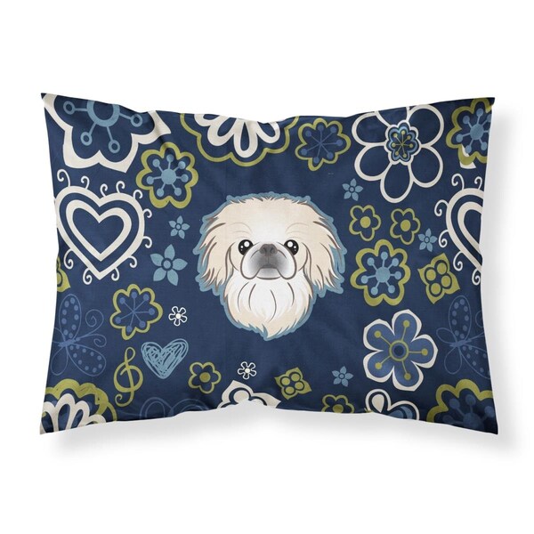 Jensendistributionservices Blue Flowers Pekingese Fabric Standard Pillowcase - MI2552005