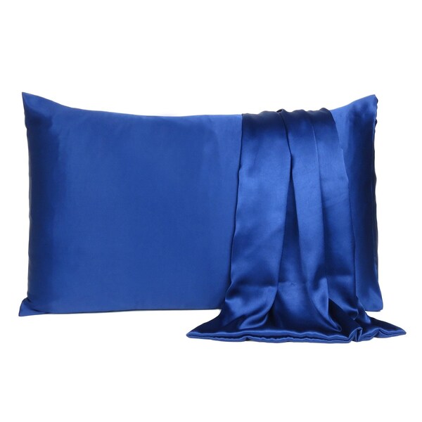 Homeroots 20 x 30 in. Navy Blue Dreamy Silky Satin Queen Size Pillowcases - 387900