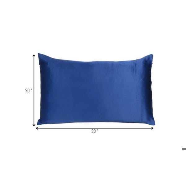Homeroots 20 x 30 in. Navy Blue Dreamy Silky Satin Queen Size Pillowcases - 387900