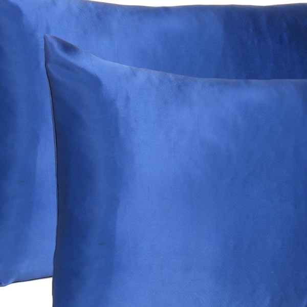 Homeroots 20 x 30 in. Navy Blue Dreamy Silky Satin Queen Size Pillowcases - 387900