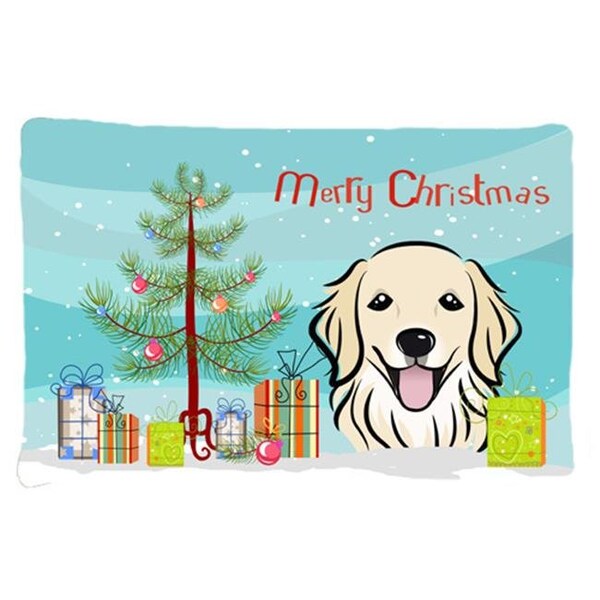 Carolines Treasures Carolines Treasures BB1577PILLOWCASE Christmas Tree & Golden Retriever Fabric Standard Pillowcase - BB1577PILLOWCASE