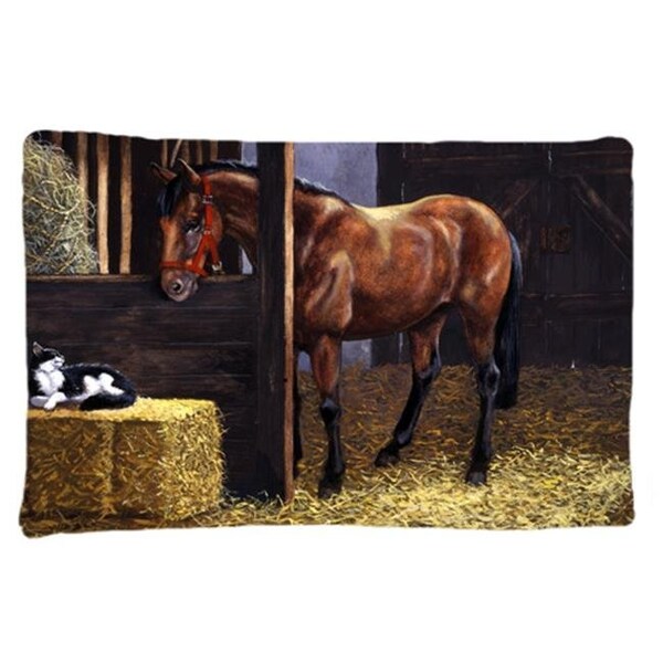 Jensendistributionservices Horse in Stable with Cat Fabric Standard Pillowcase - MI256132