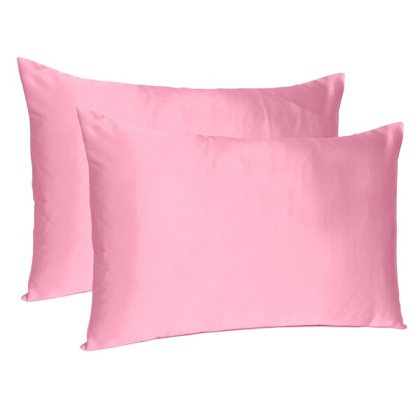 Homeroots 20 x 30 in. Pink Rose Dreamy Silky Satin Queen Size Pillowcases - 387903