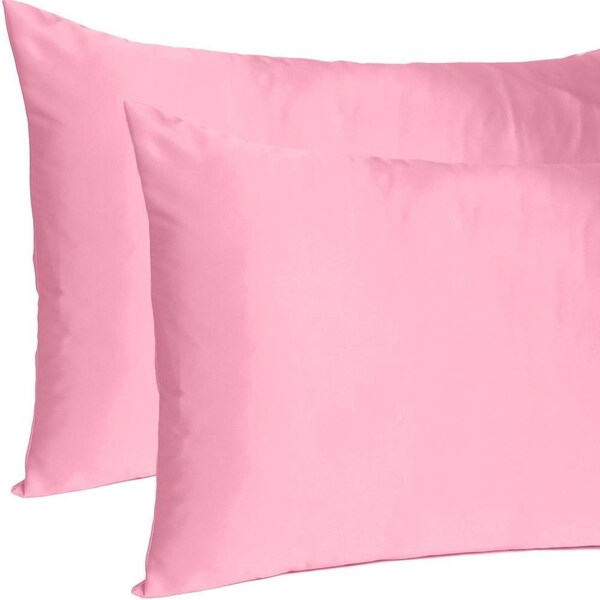 Homeroots 20 x 30 in. Pink Rose Dreamy Silky Satin Queen Size Pillowcases - 387903