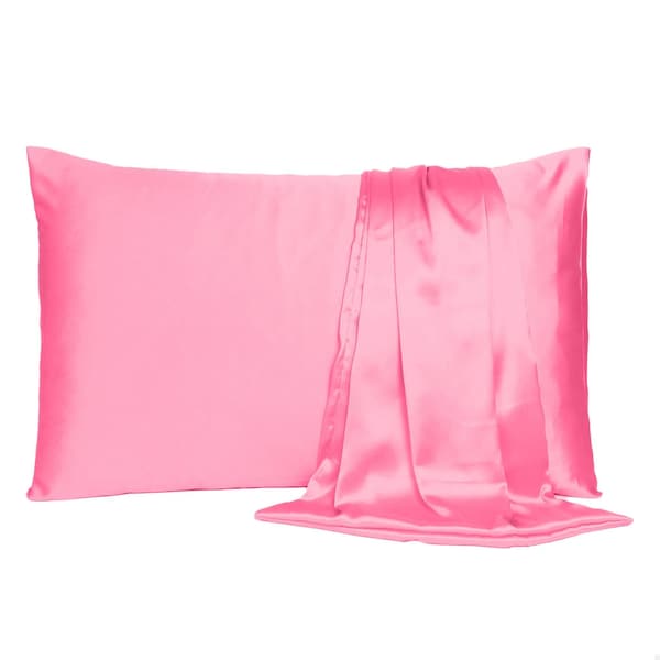 Homeroots 20 x 30 in. Pink Rose Dreamy Silky Satin Queen Size Pillowcases - 387903