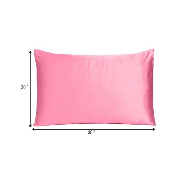 Homeroots 20 x 30 in. Pink Rose Dreamy Silky Satin Queen Size Pillowcases - 387903