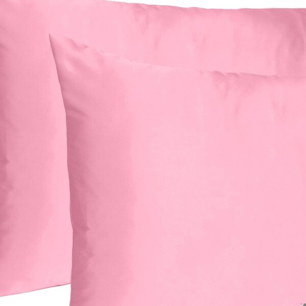 Homeroots 20 x 30 in. Pink Rose Dreamy Silky Satin Queen Size Pillowcases - 387903