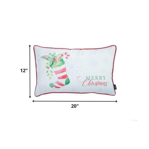 Homeroots Multi Color Christmas Socks Printed Decorative Throw Pillow Cover 20 x 12 in. - 355278