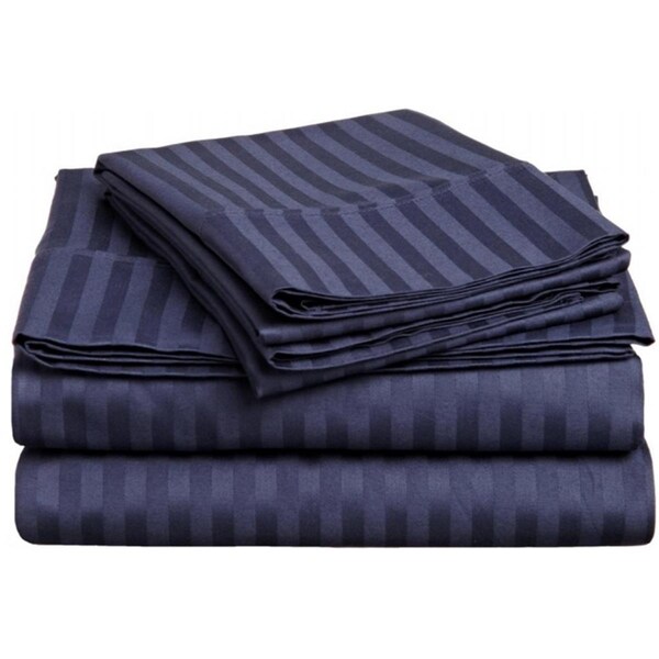 Impressions By Luxor Treasures 400 Thread Count Egyptian Cotton California King Sheet Set Stripe Navy Blue - 400CKSH STNB