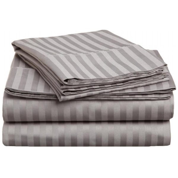 Impressions By Luxor Treasures 400 Thread Count Egyptian Cotton Queen Sheet Set Stripe Grey - 400QNSH STGR