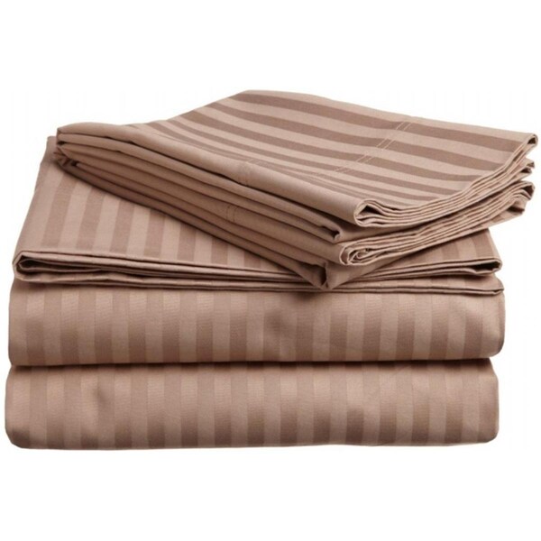 Superior  400 Thread Count Egyptian Cotton Twin XL Sheet Set Stripe  Taupe - 400XLSH STTP