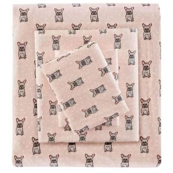 Imageware Systems Cozy Flannel Sheet Set, Pink French Bulldog - King - TN20-0231