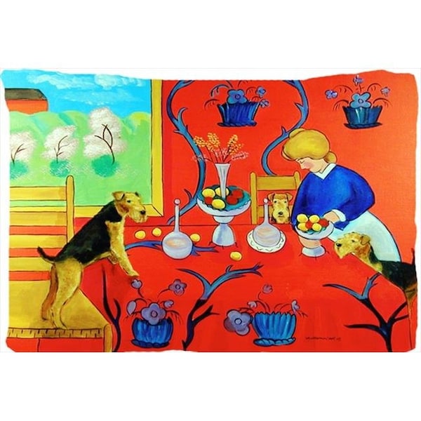 Carolines Treasures Carolines Treasures 7212PILLOWCASE 20.5 x 30 in. Airedale Terrier With Lady In The Kitchen Moisture Wicking Fabric Standard Pillowcase - 7212PILLOWCASE