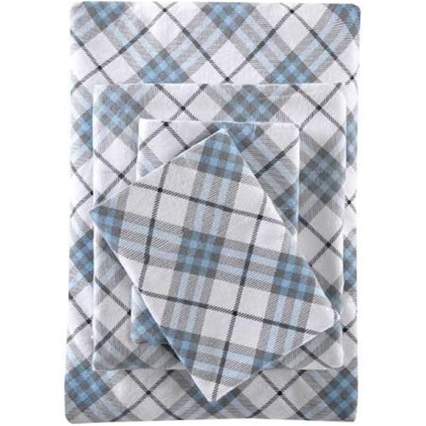 True North By Sleep Philosophy Twin Extra Large Size Sheet Set, Blue Plaid - TN20-0212