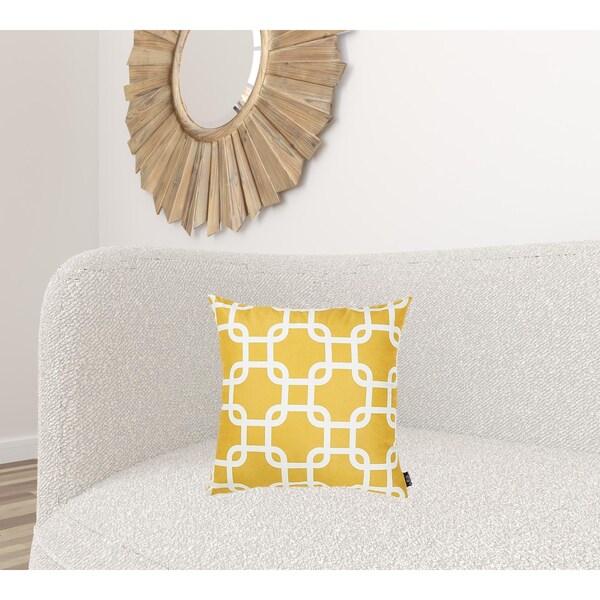 Homeroots Yellow Nautica Latice Printed Decorative Throw Pillow Cover 18 x 18 in. - 355328